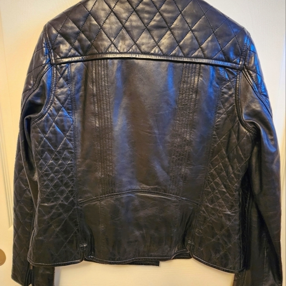 Black Rivet 100% Genuine Leather Jacket Large - Picture 2 of 7
